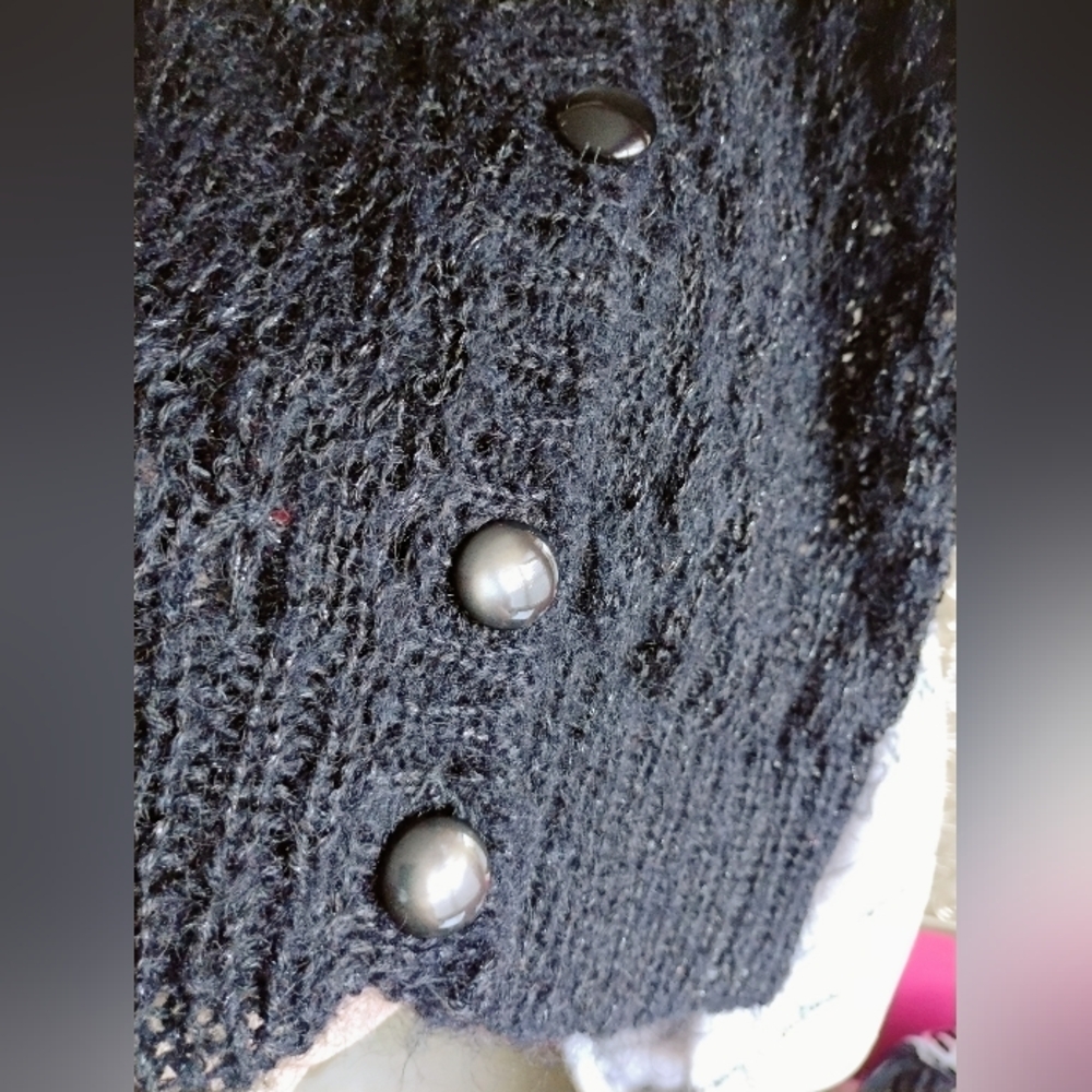 H&M VINTAGE Black Women's Sweater Cardigan With Buttons - SIZE 4 / SMALL 🖤 - Picture 7 of 8